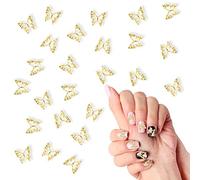 100 Piezas Abalorios de Mariposa 3D para Uñas, Aleación Abalorios de Mariposa para Uñas Hueco Mariposa 3D para Uñas Decoraciones para Uñas 3D Diseño de Manicura DIY Mujeres Niñas (Oro)