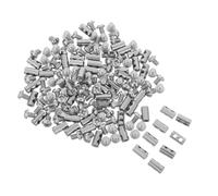 100 piezas Abrazadera de Cable Plateada Manguito de Bloqueo | Acero Niquelado, Doble Orificio, Sujeción Antivibratoria, para Técnicos y Obras en Campo