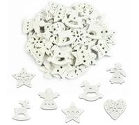 100 Piezas Adornos Navideños de Madera, Colgantes de Madera para Navidad, Decoración De Madera para Bricolaje, Decoraciones para árboles De Navidad, Adornos Madera Navidad (A)