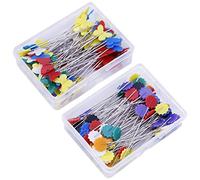 100 Piezas Alfileres de Costura Alfileres de Cabeza de Flor Alfileres de Acolchado Recto Alfiler de Dibujo con Caja Transparente para Bricolaje Artesanía Punto de Cruz Costura Joyería