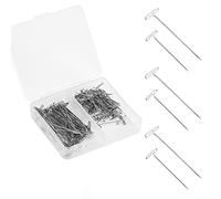 100 Piezas Alfileres en T para Cabezas de Peluca, 27mm&38mm Alfileres Rectos para Peluca con Una Caja de Plástico Pines en T para Manualidades Tejer Coser Joyería (Plata)