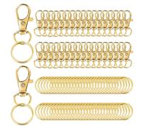 100 Piezas Anillas Llaveros Aros de Metal para Llaveros Mosqueton Llavero pequeños Mosquetón Giratorio Adecuado para Hacer y Otras Manualidades de Bricolaje(Oro)