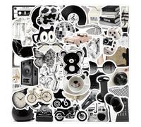 100 Piezas Blanco y Negro Sencillo Pegatinas para Niños y Niñas,Adolescentes,Portátiles,Maleta,Bicicletas,Monopatín,Guitarra,Casco,Equipaje,Coche,Blanco y Negro Impermeable Vinilo Pegatinas