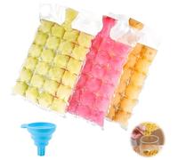 100 Piezas Bolsa de Cubitos de Hielo, Ice Cube Bolsas Desechables con Embudo de Silicona, Que Se Pueden Sellar AutomáTicamente para Whisky, CóCteles, Bebidas, Barbacoa y Viajes, 2400 Cubitos de Hielo