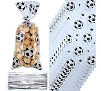 100 Piezas Bolsas Chuches Fútbol para Cumpleaños con 100 Piezas Corbatas Giratorias Decoraciones con Temática de Fútbol Bolsas de Regalo para para Fiesta Cumpleaños Infantiles