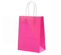 100 Piezas Bolsas de Papel con Asas, Bolsa de Regalo de Compras Bolsas Kraft para Venta al por Menor Mercados Cafetería Comida para Llevar Boutique Tienda de Comestibles-Q-26x12x33cm(10x5x13in)