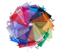 100 Piezas Bolsas de Regalo de Organza, Bolsitas de Tela con Cordón 15 x 20cm para Joyas, Bolsas de Malla para Fiesta de Boda, Bolsas Transparentes para Dulces, para Boda, Navidad, Cumpleaños