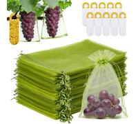 100 Piezas Bolsas Organza Fruta 20x30cm con Cordón, 10 Tablero de Insectos Pegajosos Amarillos, Bolsas Uvas Proteccion para Proteger Uvas, Bolsas Proteger Uvas,contra Avispas Pájaros.