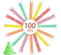 100 Piezas Bolsas para Moldes de Helado, Bolsas Plásticas para Helados con Embudo, Bolsas Reutilizables para Paletas Heladas, Transparente Moldes para Helados para Paletas de Hielo,Yogur, Helado, Jugo