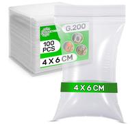 100 Piezas Bolsas Zip Pequeñas 4 x 6 cm PE - Food Safe - Bolsas con Cierre Zip para Chuches Comunion Alimentos Galletas - Espesor 0,05 mm G.200 - ONIX TECH