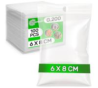 100 Piezas Bolsas Zip Pequeñas con Orificio 6 x 8 cm PE - Food Safe - Bolsas con Cierre Zip para Chuches Comunion Alimentos Galletas - Espesor 0,05 mm G.200 - ONIX TECH