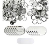 100 Piezas Botón de Pin Redondo, Hacer Chapas Personalizadas, 32mm Blanco Pin Botónes Trasero,Insignia de botóns, Kit de Insignia Pin Botón, Suministros Insignias Personalizadas para Máquina Botones