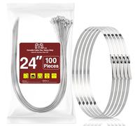 100 piezas Bridas de Acero Inoxidable Bridas Metalicas 600 mm x 4,6 mm Bridas Autoblocantes Multiusos Capacidad de carga 122 kg Para Fijación Tuberías Reparación Cercas Atado Cables