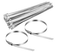 100 Piezas Bridas Metalicas, Abrazaderas Metalicas, 4,6 x 200 mm Bridas de Acero Inoxidable 304 con Bola de Acero para Envolver Cables, Cercas y Otros Requisitos