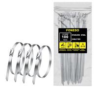 100 Piezas Bridas Metalicas, Foneso 300mm X 4,6mm Bridas de Acero Inoxidable, Multiusos Acero Inoxidable para Fijación de Tuberías, Reparación de Cercas y Atado de Cables