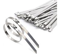 100 Piezas Bridas Metalicas,Resistencia Traccion 125 Kg,Abrazaderas Metálicas de Acero Inoxidable,Multiusos Bloqueo Automatico, ParaFijacion Tuberias,Reparacion Cercas y Sujeta Cables 4.6 * 200mm