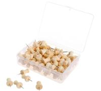 100 Piezas Chinchetas de Madera, Chinchetas de Tablero de Corcho, Chinchetas de Mapa con Punta de Acero y Cabezas de Madera, Chinchetas para Tablero de Corcho Mapa Fotos Oficina