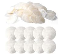 100 Piezas Conchas Redondas Con 2 Agujero, 50mm Discos De Nácar Con Agujero, Mini Disco Redondo Ideal Para Decoración De Bricolaje, Cortina De Perlas, Decoración De Ventanas, Hacer Joyas(Blanco)