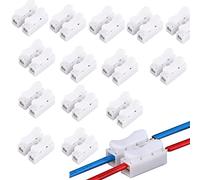 100 Piezas Conector Cable Resorte, Conector del Cable de Resorte CH2, Bloque Terminal Clamp Cable Eléctrico, Abrazaderas Eléctricas de Conectores de Cable Impermeable para Conectar Tiras de Luz LED