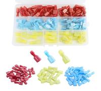 100 Piezas Conectores Eléctricos aislados, 40 AWG rojo 22-16 40 azul 16-14 y 20 amarillos 12-10, terminales de alambre plano,Desconexión Rápida Completamente Aislada