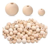 100 Piezas Cuentas de Madera Naturales sin Tratar, Bolas de Madera con Agujero de 10mm/14mm/18mm para Macramé, DIY Joyería y Manualidades, Bolitas de Madera Redondas para Creaciones