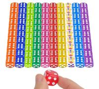 100 Piezas Dados 6 Caras, Juego de Dados, Translúcidos Dados de Colores, Set de Dados para Juego de Mesa, Matemática, Casino, Regalos, Party Favor, 12mm, 10 Colores