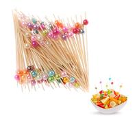 100 piezas de 10 colores surtidos de bambú para alimentos y bebidas, cócteles, selecciones de sándwich, frutas y otros alimentos para fiestas, palillos de dientes de madera