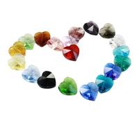 100 piezas de 14 mm agujero medio K9 cuentas de corazón de cristal cristal lámpara colgantes prisma colgante de cristal DIY cuentas, lila, 100 piezas