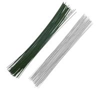 100 piezas de alambre para flores, alambre de tallo de flores, alambre para manualidades de floristería, banquetes, manualidades, bodas, ramos de flores (blanco, verde)