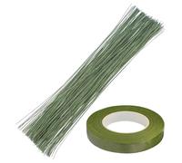 100 piezas de alambre para flores, tallos de flores, con 1 rollo de cinta de flores, alambre de alambre, alambre de tallo de flores, alambre para envolver ramos de flores