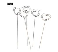100 piezas de amor en forma de corazón, alambre de metal, tarjeta de notas, imagen, papel, nota, soporte de clip, organizador decorativo resistente y duradero para el hogar,