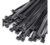 100 piezas de bridas negras 450mm x 9mm, 80kg de resistencia a la tracción, nylon de primera calidad, bridas negras resistentes a los rayos UV, bridas autoblocantes para organización de cables, jardin