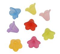 100 piezas de cáliz de 10 x 14 mm, cuentas de flores esmeriladas, tapas de cuentas de ángel de acrílico, colores mezclados, lirios de flor mate, flor artificial