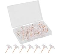 100 Piezas de Chinchetas para Corcho Transparentes en Forma de Estrella, con Aguja Rosa Dorado, Material Plástico y Metal, Ancho 15mm Longitud 18mm, Incluye Caja de Almacenamiento