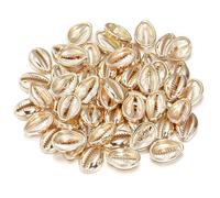 100 piezas de conchas de cauri, espalda abierta galvanizada de verano, cuentas de conchas marinas para hacer joyas, relleno de jarrón, pendientes, collares, pulseras, manualidades, oro