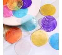 100 piezas de conchas redondas de 2 pulgadas con 2 agujeros, rebanada de concha redonda pulida, cuentas de monedas de perlas de conchas Capiz, accesorios decorativos hechos a mano para bricolaje