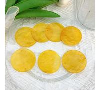 100 piezas de conchas redondas de 5 cm con 2 agujeros, rodaja de concha redonda pulida - Cuentas de moneda de perla de conchas Capiz - Accesorios decorativos hechos a mano para bricolaje (naranja)