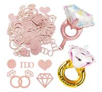 100 piezas de confeti de anillos, 2 piezas de globos de anillos de diamantes, confeti de anillos de diamantes, confeti inglés I DO, decoración de escritorio de compromiso y boda
