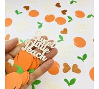 100 piezas de confeti de melocotón dulce con purpurina para fiesta temática de postre, confeti de corazón para verano, cumpleaños, baby shower y suministros de decoración de fiestas tropicales