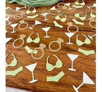 100 piezas de confeti para despedida de soltera, con purpurina, sujetador, bragas, anillo, cóctel, mesa de cristal, confeti para despedida de soltera, boda, decoración de mesa de despedida de soltera