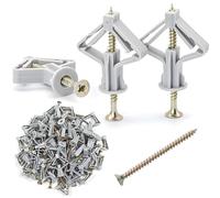 100 piezas de conjunto de tacos para espacios huecos tipo mariposa para construcción en seco, tacos para cartón yeso con tornillos autoperforantes de 50 mm, ideal para placas de cartón yeso, placas de