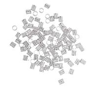 100 piezas de cuentas trenzadas multicolores, trenza ajustable para el pelo, cierre de clip de metal, 8 mm - plata Attractive