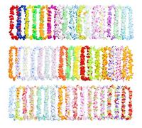 100 piezas de decoraciones de fiesta hawaiana Leis, 50 estilos hawaianos Leis a granel collar de flores hawaianas para fiesta tropical hawaiana temática suministros de fiesta hawaiana hawaiana bar