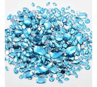 100 piezas de diamantes de imitación acrílicos de formas variadas para coser en varios tamaños, diamantes de imitación para coser, purpurina para vestido de novia B2862-Aguamarina