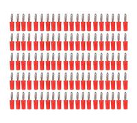 100 piezas de enchufe tipo banana de 4 mm, accesorios para pruebas eléctricas, latón niquelado con aislante de ABS, clavija tipo banana resistente a la corrosión para electrónica, (Roja)