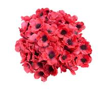 100 piezas de flores artificiales de seda de amapola de flores artificiales de amapola para otoño, rellenos de jarrones, guirnalda de corona, adornos de pastel (rojo rosa)