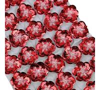 100 piezas de flores de lentejuelas de 2 cm, hechas a mano, parches de espalda plana para coser, manualidades de boda, zapatos, bolsos, accesorios de vestuario, decoración, rojo, talla única