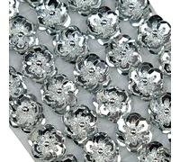 100 piezas de flores de lentejuelas de 2 cm, hechas a mano, parches de espalda plana para coser, manualidades de boda, zapatos, bolsos, accesorios de vestuario, decoración, color plateado, talla úni