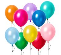 100 piezas de globos de colores, 10 pulgadas de colores globos de látex, azul rosa blanco globos de helio con cintas, globos de fiesta para cumpleaños boda Día de San Valentín Graduación Comunión