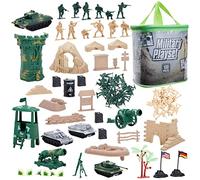 100 piezas de juguete para hombres del ejército para niños en 2 colores, juego de juguetes de soldados de guerra con 2 banderas y accesorios de campo de batalla, figuras militares